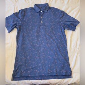 johnnie-O Flamingo and Palm Trees Polo Shirt M